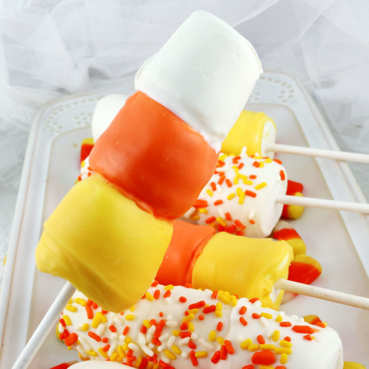 Candy Corn Marshmallow Pops