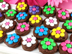 Chocolate Cookies with M&M Flowers