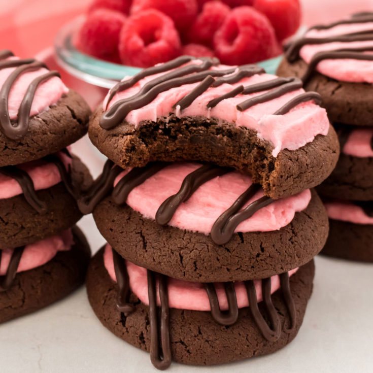 Chocolate Cookies with Raspberry Frosting