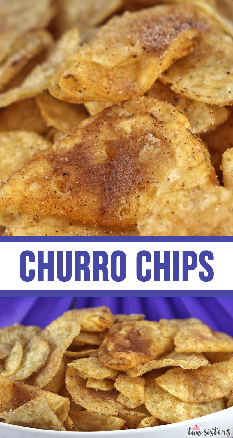 Churro Chips - turn a bag of Kettle Chips into a super easy to make sweet and salty snack that tastes just like a churro. Your family will beg you to make this yummy homemade churros treat again and again. If you love Churros you are going to love this twist on a classic made with a bag of potato chips and some cinnamon sugar. Pin this easy sweet treat for later and follow us for more family snack ideas. #Churros #HomemadeChurros #KettleChips #SweetandSalty