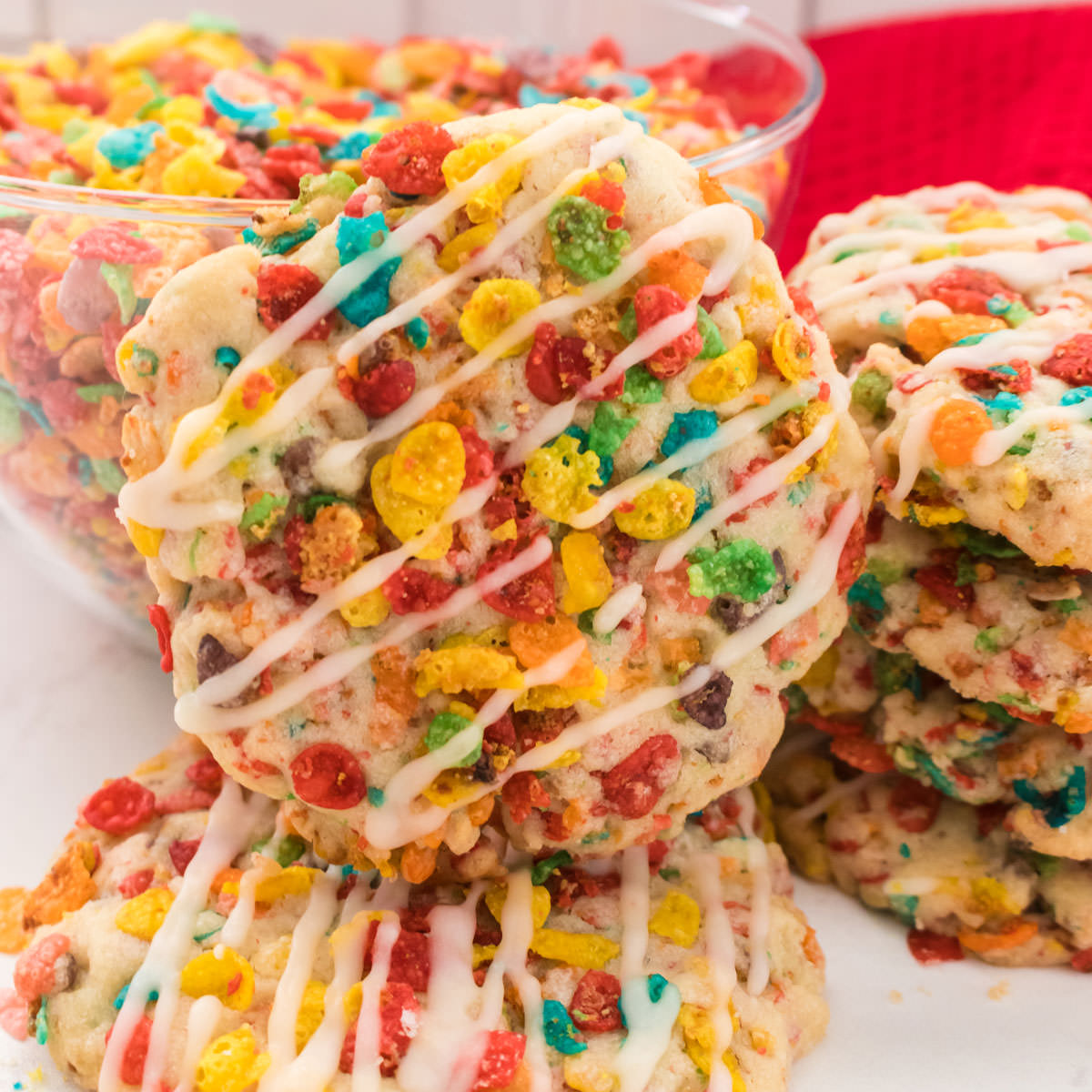 Fruity Pebbles Sugar Cookies with Cereal Milk Icing