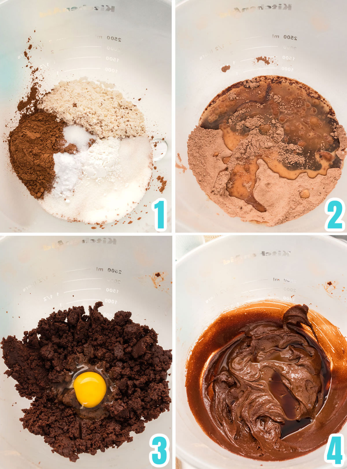 Collage image showing how to make the cupcake batter.