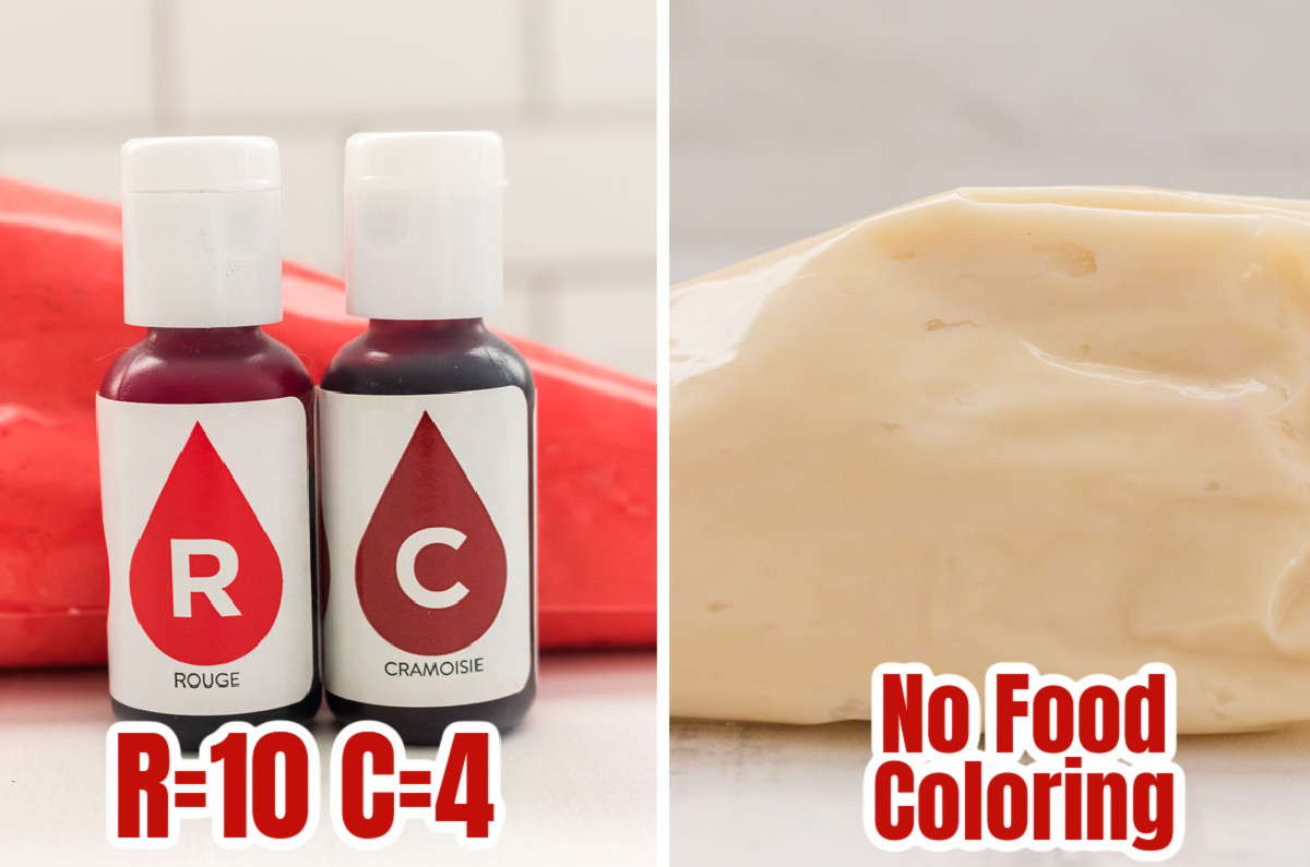 Food coloring formulas for making Christmas Red frosting.