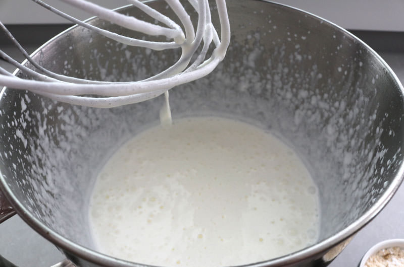 Mix whipping cream until soft peaks form